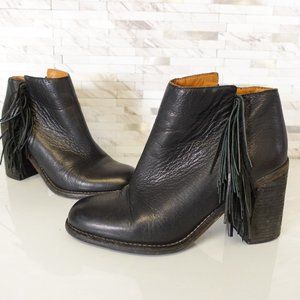 See By Chloe Boots Women Leather Size 36.5 Black Western Ankle Booties Fringes 6